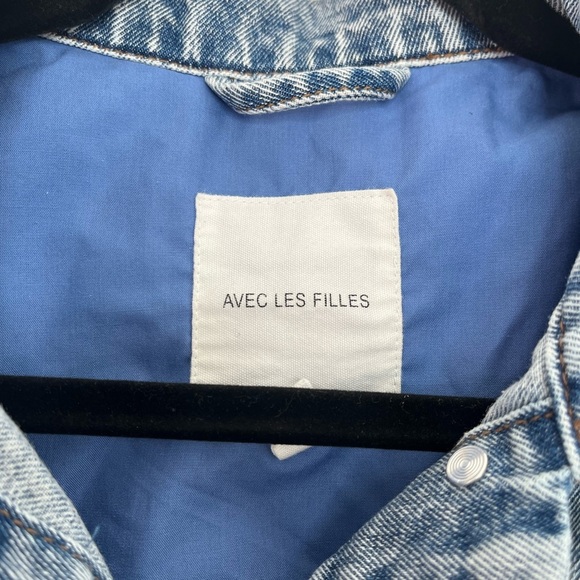 Avec Les Filles Floral Patchwork Blue Denim Jacket Size Xtra Small - Picture 8 of 10